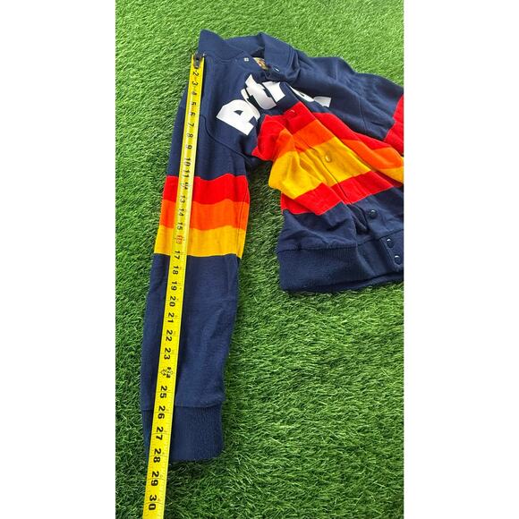 Mitchell & Ness Houston Astros Cooperstown Rainbow Sweater Sz 36 S Navy MLB Mens - Picture 10 of 12